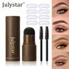 Eyebrow Definer Powder Stamp Makeup with 8 Reusable Stencils Long Lasting Hairline Shadow Powder Hair Chalk Hair Fluffy Powder