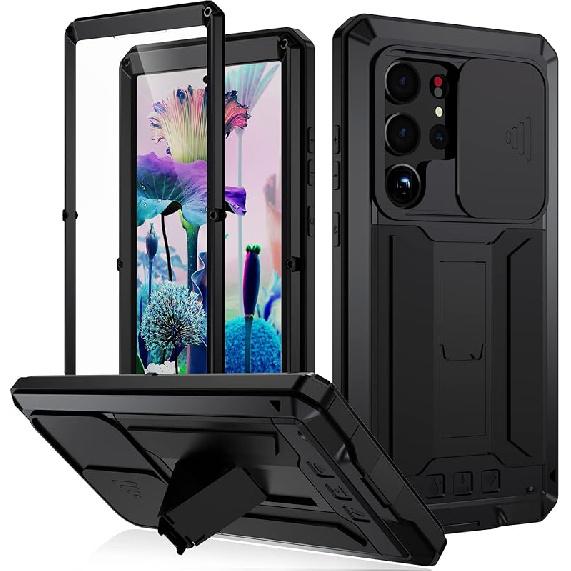 

Совместимый для Samsung Galaxy S23 Ultra Металлический Чехол-Накладка для Телефона, Сверхпрочный Металлический Чехол Военного Класса, Защитный Чехол-Бампер для Всего Корпуса с S23 Ultra чёрный