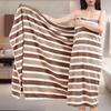 1pcs Super Soft Coral Fleece Beach Towel Extra Large Lightweight Quick-Dry Bath Towel with Wide Stripe for Home Daily Use
