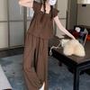 2024 Sommer Petite Damen Altersdefying Zweiteiler: Oberteil mit kurzen Ärmeln & Hose mit weitem Bein