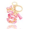 Pink Letter Keychain Heart Sequin Butterfly Tassel Keychain  Epoxy Pendant Accessory For Women
