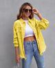 Damen Jeansjacke in Unifarbe, mittellang, mit langen Ärmeln und Rissen - Europäischer und Amerikanischer Stil