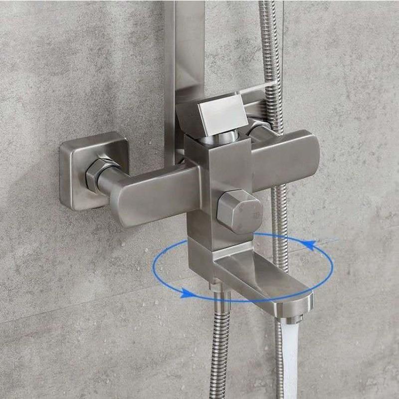 Household Stainless Steel Shower Set Bathroom Pressurized Top Shower Nozzle Hot And Cold Shower Spray Set