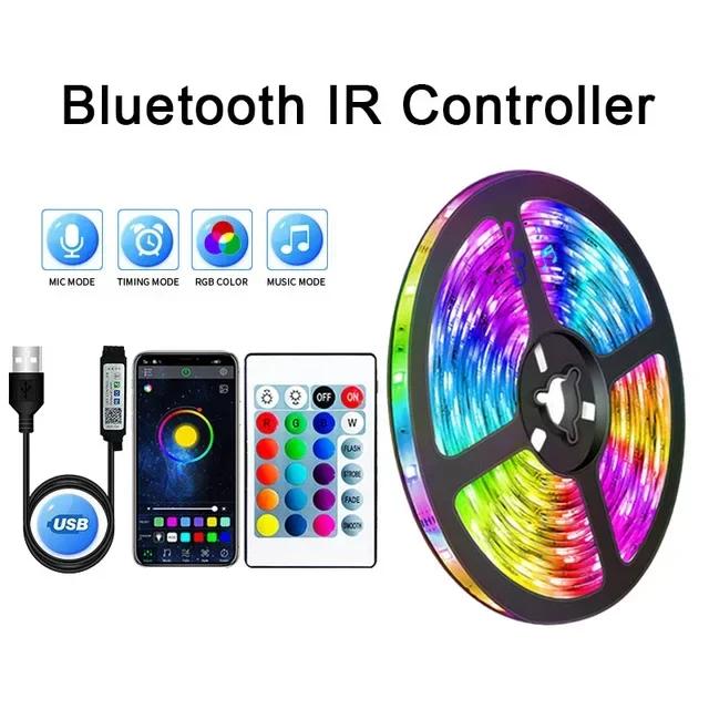 RGB LED Strip Lights 1-30M 5V USB Bluetooth LED Light SMD 5050 Flexible Lamp APP Control Color Change TV LED Backlight Room Deco