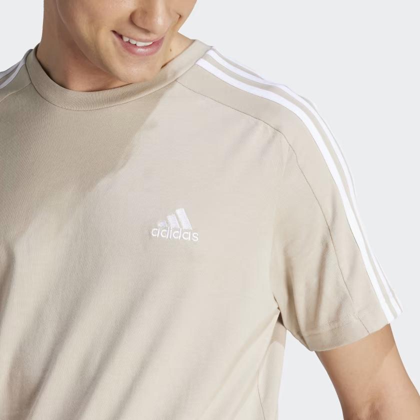 Adidas Essentials Single Jersey 3-Stripes T-Shirt Men Tops Beige IJ8685