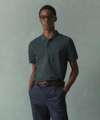 BROOKS BROTHERS Logo Cotton Pique Polo Shirt (Dark Green) (Bbntmog201)