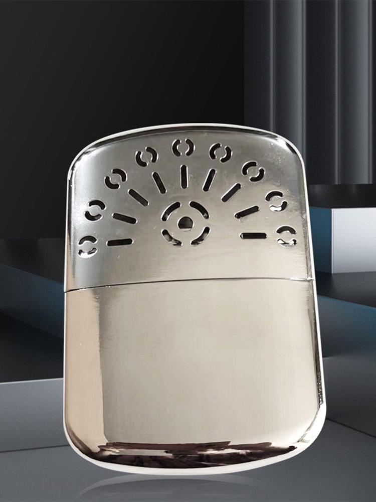 Calentador de manos portátil de combustible de aleación de zinc, reutilizable, de bolsillo, para caza, camping y pesca al aire libre.