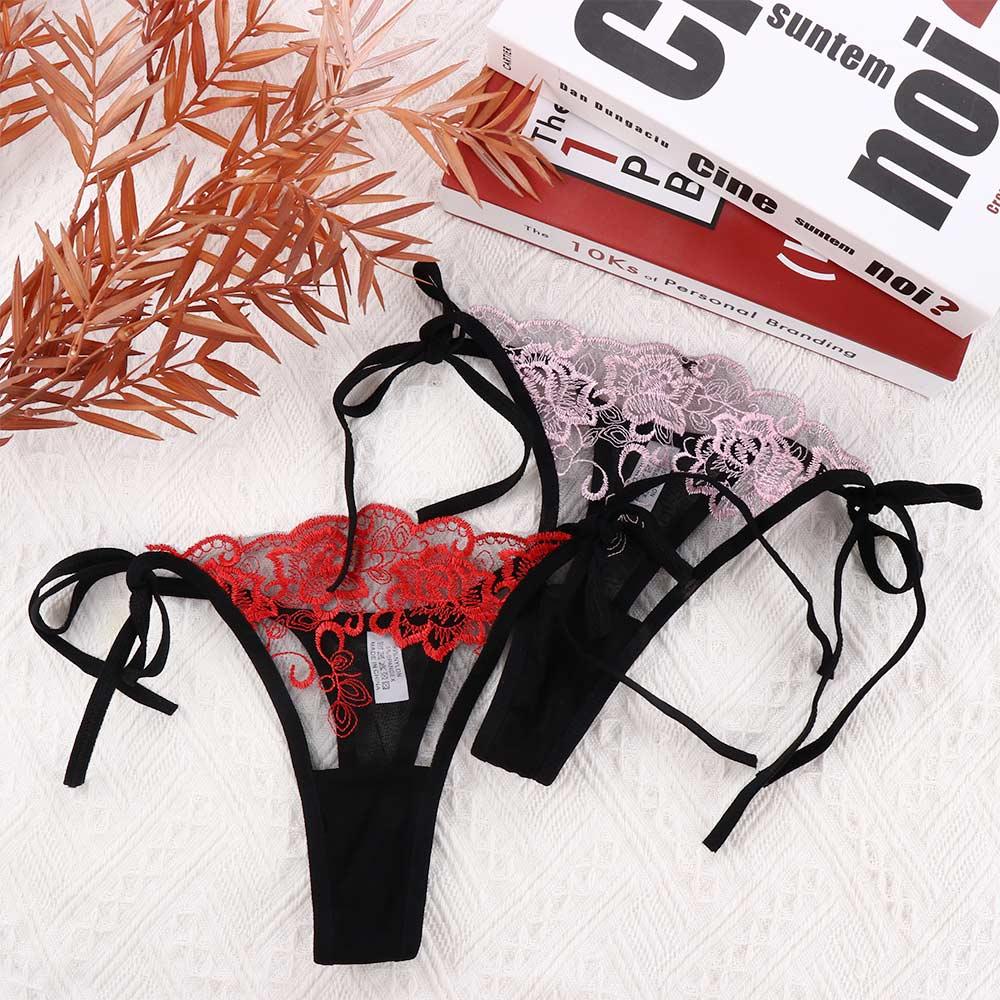 Sexy Women Lingerie Transparent Embroidery Low Waist Panties Brief Panty Underwear