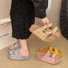 European matte leather one-word belt buckle platform muffin open-toed sandals, beach slippers, Boken women's shoes
