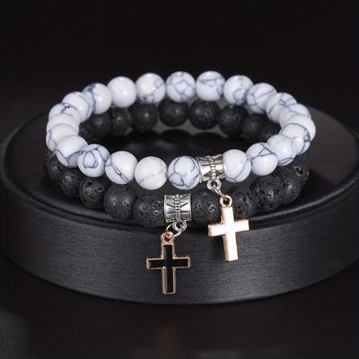 JYL Bracelet Cross Pendant  Couple Fashion Lucky Energy & Relationship Harmony