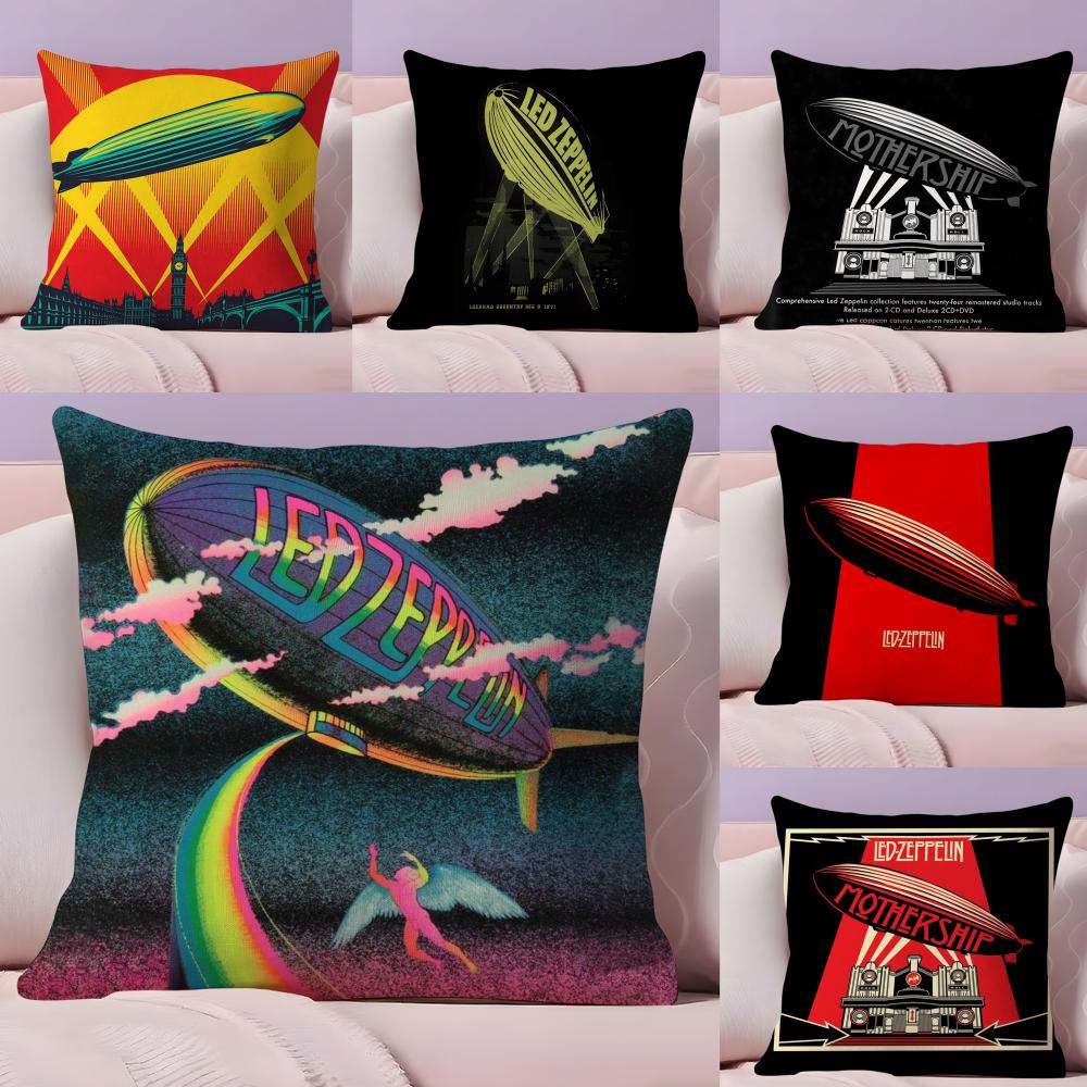 Band Rock L-Led Z-Zeppelins Cushion Cover Plush Fabric Soft Double-Sided Printed Sofa Warm Winter Home Gift Pillow Case