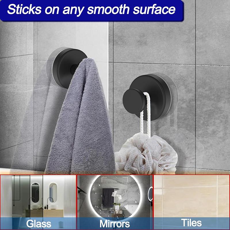 Vacuum Suction Cup Hooks No-drill Stainless Steel Bath Sucker Hook Hanger Glass Kitchen Bathroom Wall Hooks for Towel Handbag