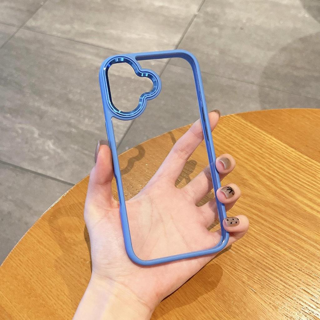 Applicable Apple iPhone 17ProMax Solid Color Case for iPhone 16, 15, 14 - Metal, Transparent, Recessed, Anti-Fall, Women's.