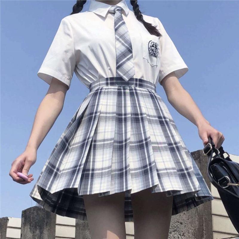 

2024 Women s Original Plaid Pleated JK Uniform Skirt Set: Short & Midi Options L