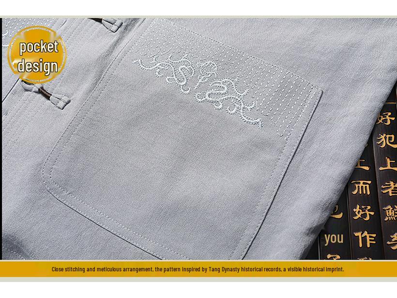 Men's Long-Sleeve Traditional Chinese Tang Suit for Spring/Summer - Ideal for Middle-aged and Elderly Dads and Grandpas, Perfect for Tai Chi.