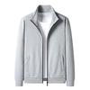 2024 Men's Solid Color Stand Collar Zipper Jacket - Versatile, Fashionable Spring/Autumn Casual Wear for Youth and Dads.