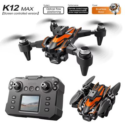 K12 Max Drone RC Câmera HD 8K Motor Brushless Evitação de Obstáculos 360° ESC Fotografia Aérea Com Tela LCD Quadcopter Dobrável Brinquedos Dron RC