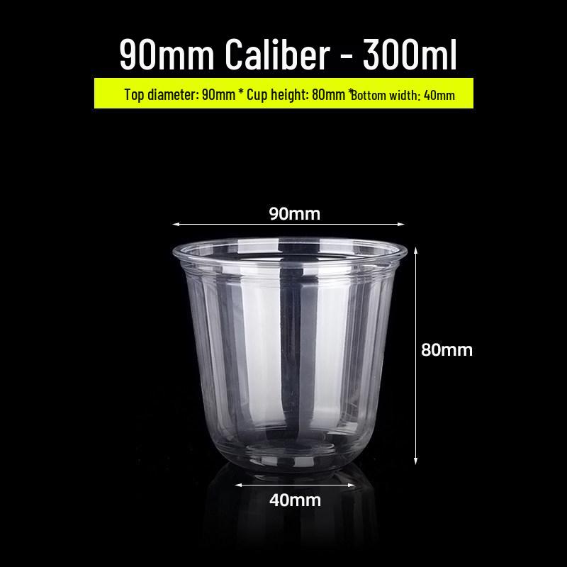 Transparent Disposable Coffee Cup with Lid, 90 Caliber, American Style for Cold Drinks, Milk Tea, Chubby Takeaway Cup