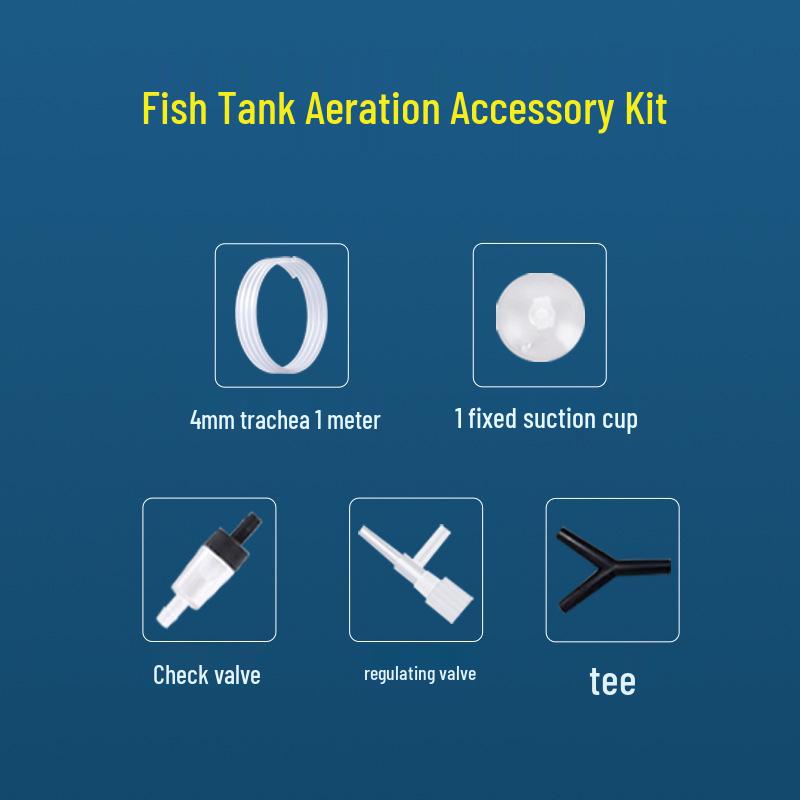 Aquarium Air Pump Accessories: Fish Tank Oxygen Pipe, Air Stone, Three-Way Regulating Valve, Check Valve, Suction Cup, Water Pipe Clamp