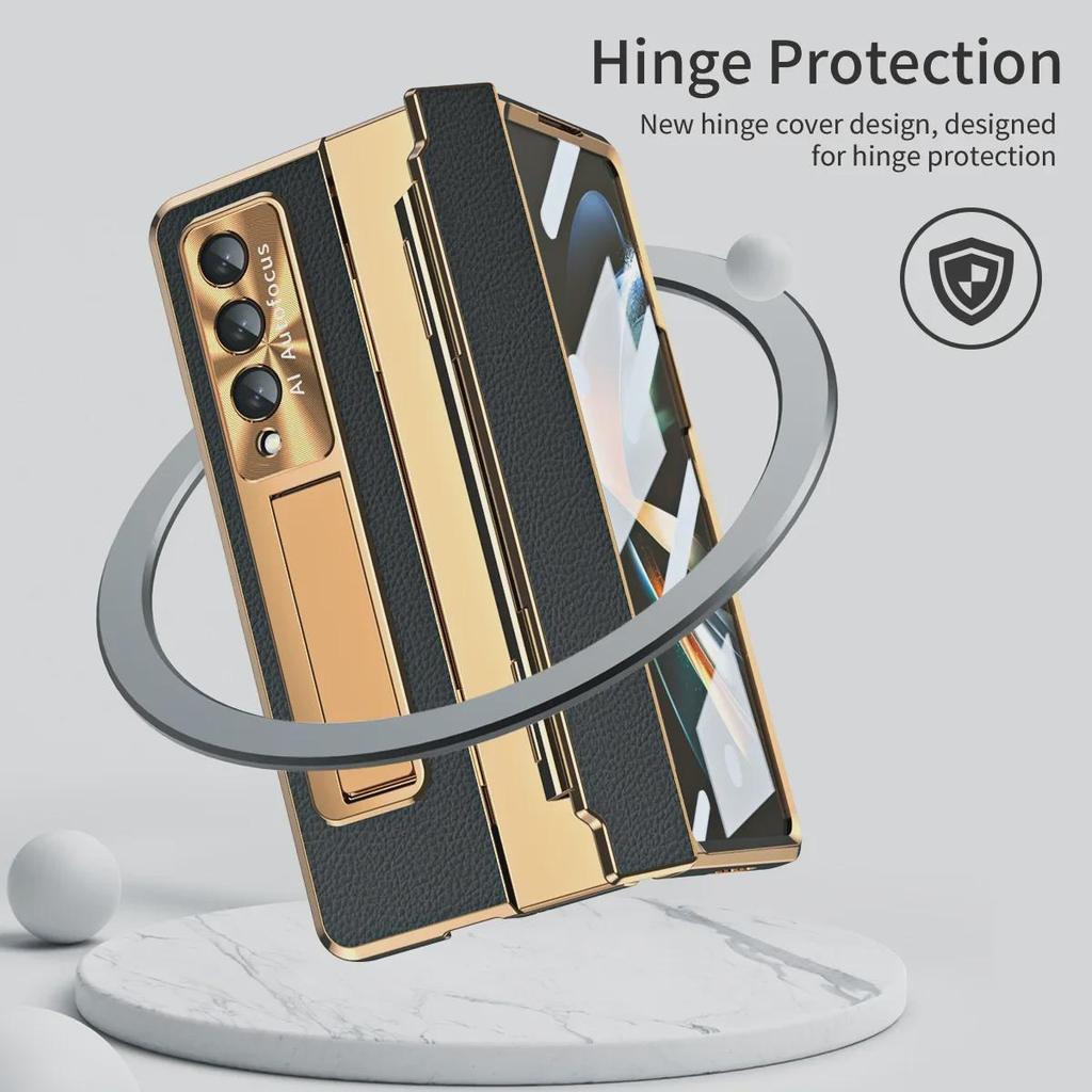 "Kožené ochranné pouzdro Samsung Z Fold5 pro FOLD4/FOLD3 - Plné krytí, Ochrana proti pádu, Kompatibilní s pantem"