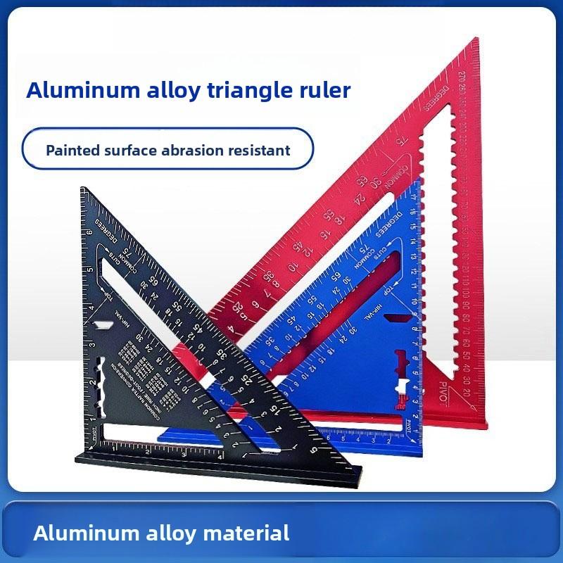 7-inch 12 Inch Metric and Imperial Triangle Ruler, 90 Degree Aluminum Alloy Woodworking Measuring Square Ruler
