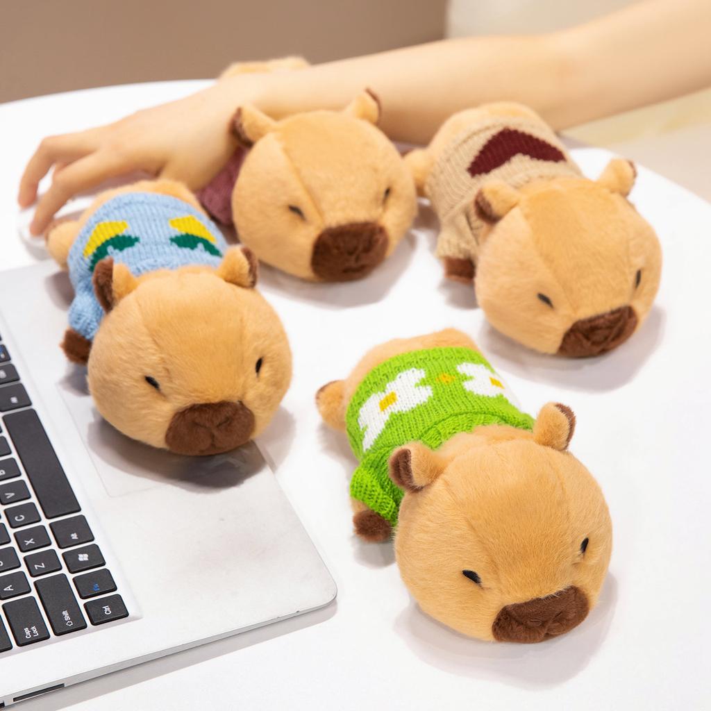 20/36cm Cartoon Dressing Capybara Plush Doll Pillow Lying Sweater Capybara Stuffed Animal Home Decoration Gift For Children