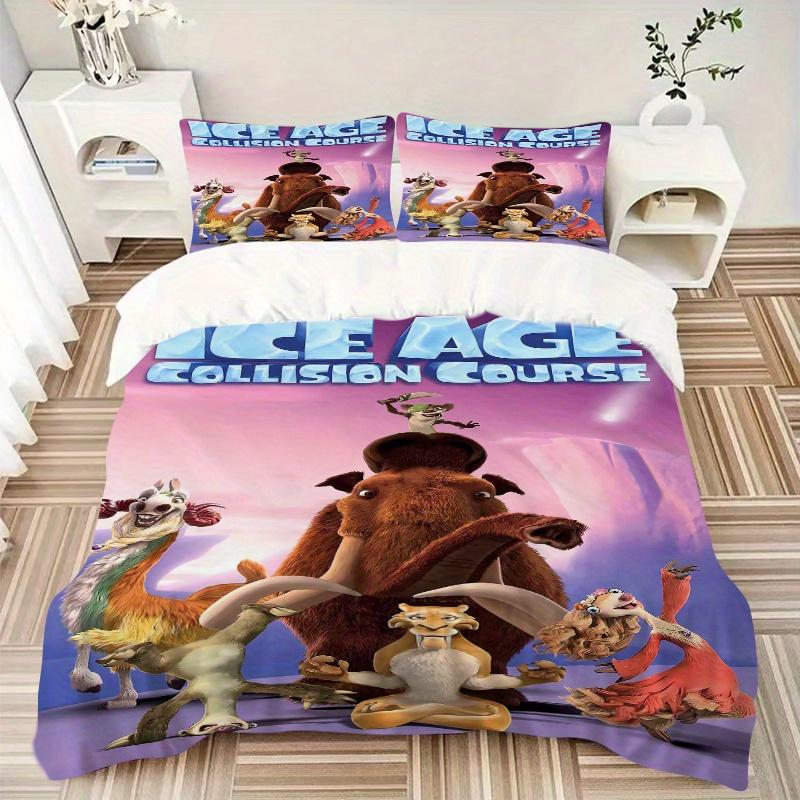 3pcs Ice Age Collision Course Disney Printed Bedding Set, Soft and Comfortable Quilt Cover for Bedroom, Guest Room F045
