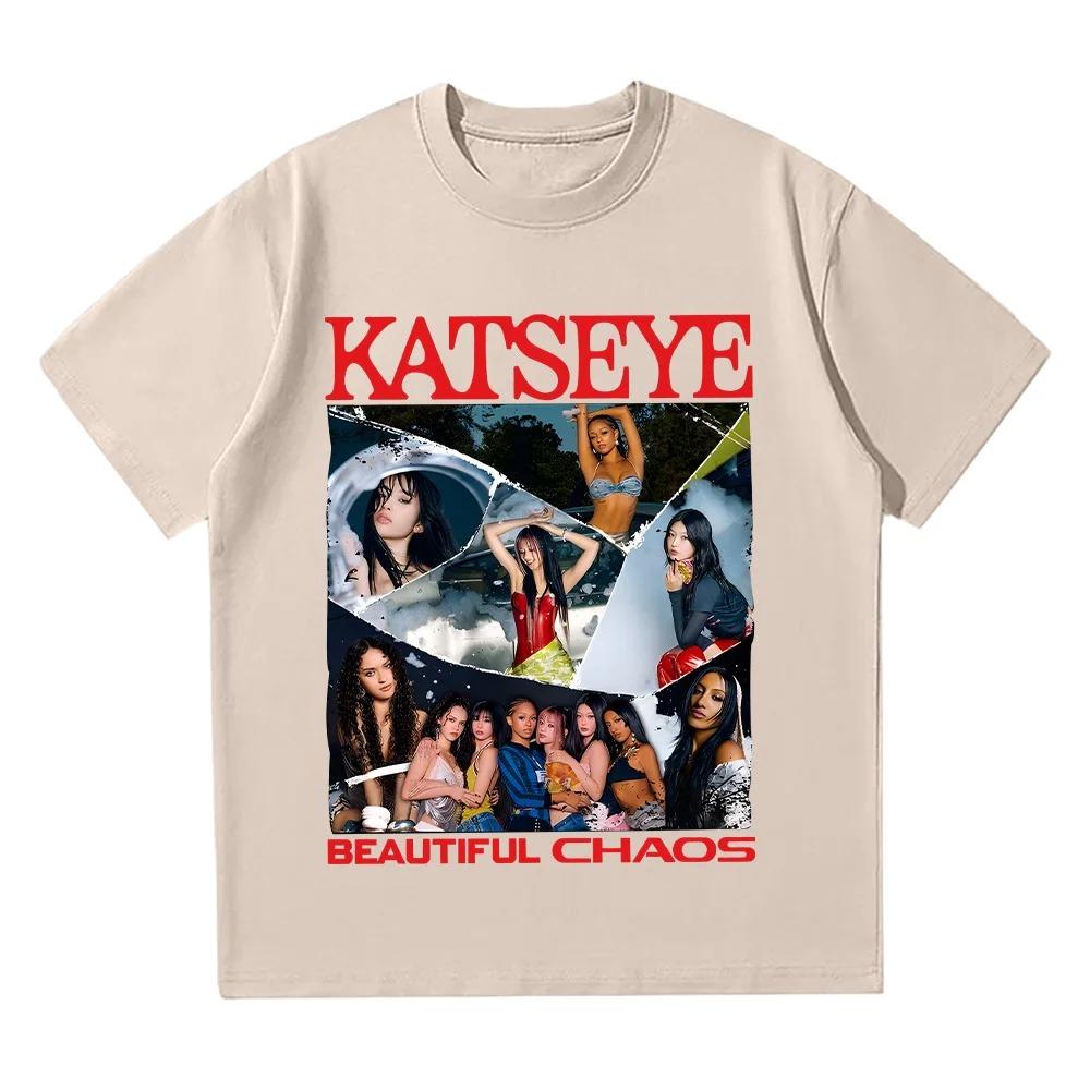 Retro Katseye Beautiful Chaos Tshirt Kpop Tee Gift for Woman Man Oversized Graphic Short Sleeve Shirt Unisex Unisex Women Clothing