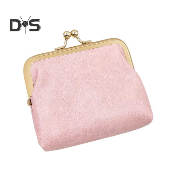 

Мини-винтажный кошелек для монет из искусственной кожи с замком-поцелуем, карман для мелочи, портативный кошелек, многоцелевые ключи, наушники, безделушки, помада, косметические аксессуары розовый