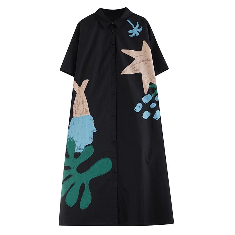 Short Sleeve Plus Size Vintage Floral New In Dresses for Women Casual Loose Long Summer Shirt Dress