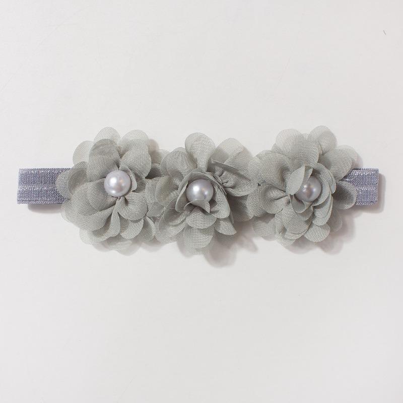 New baby elastic headband, cute chiffon bead flower children's jewelry, four seasons thin baby hair accessories