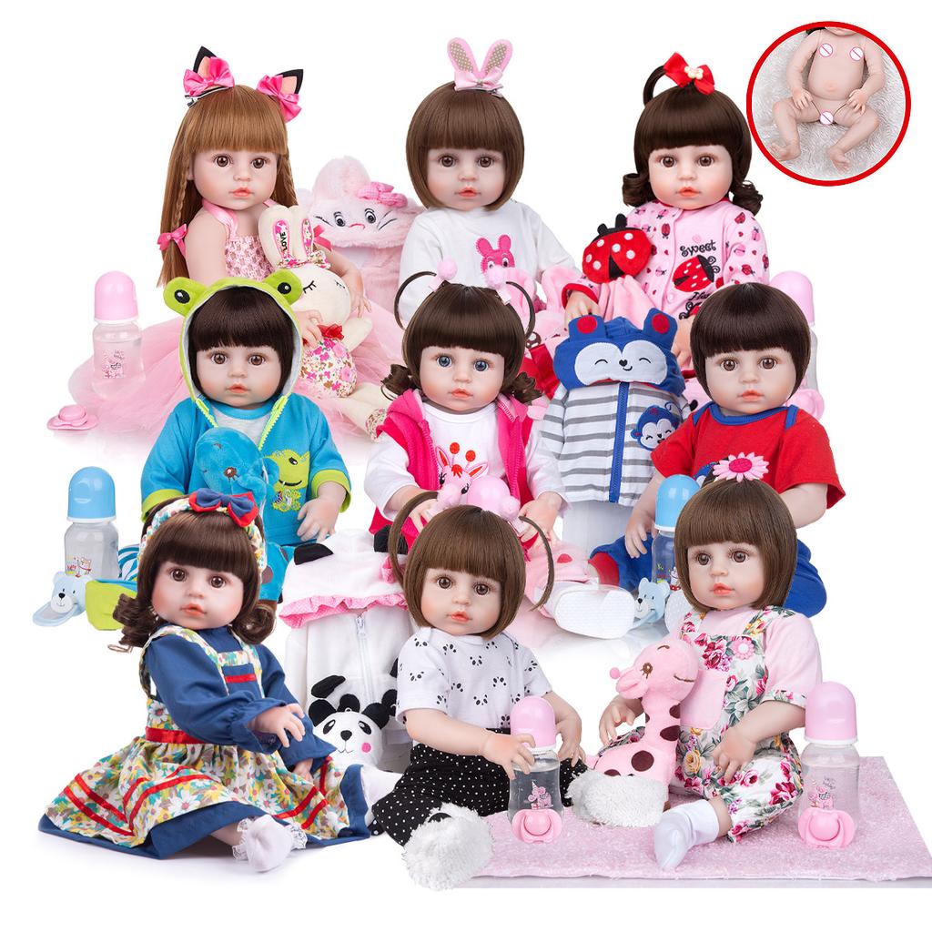 Full Silicone 19 Inch Cute Lifelike Silicone Baby Dolls  Reborn Baby Imitation Baby Kids Toy Gifts