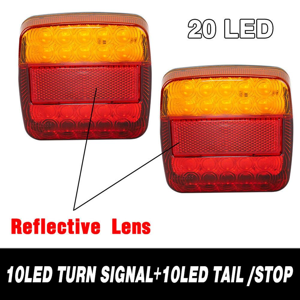 2Pcs 26 LED Stop Tail Lights IP65 Waterproof 12V 26 LED Tail Light Super Bright Car Number Plate Light for Trailer Truck Caravan