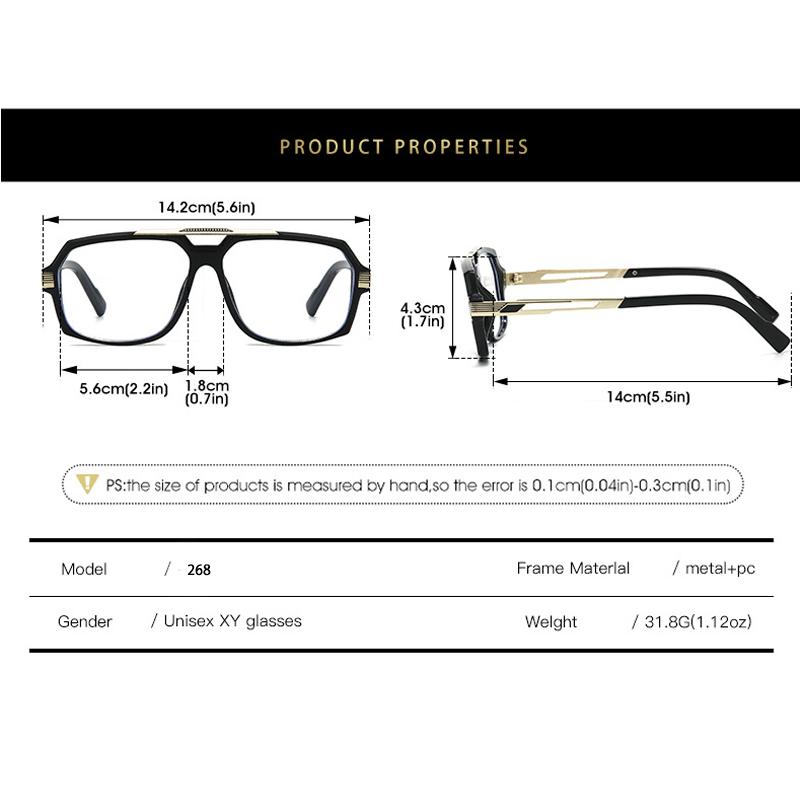New Luxury Brand Pilot Double Beam Oversized Frame Myopia Glasses Anti Blue Light Men Near Sight Prescription