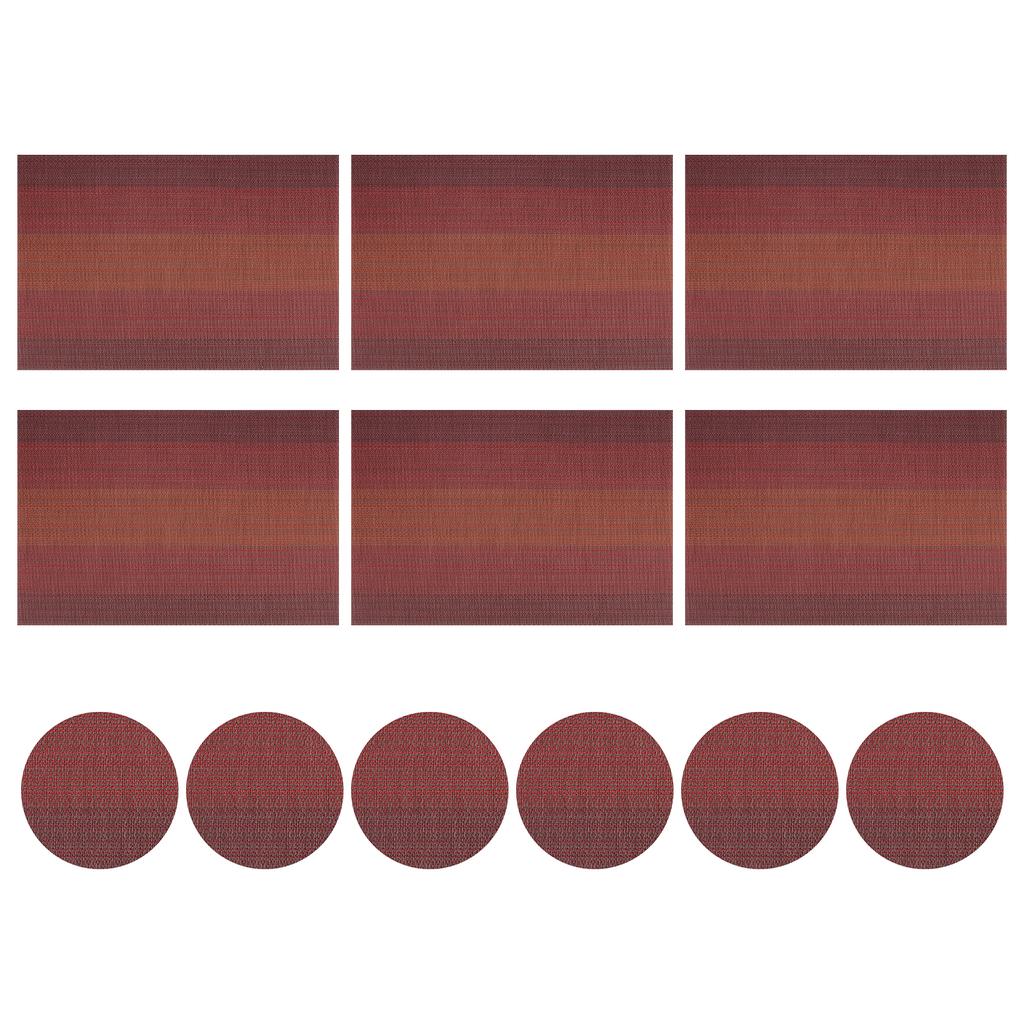 6Pcs Table Mat W/ Coaster Set Non-Slip Bowl Pad Washable PVC Heat-resistand Dining Table Placemats Modern Home Party Decoration