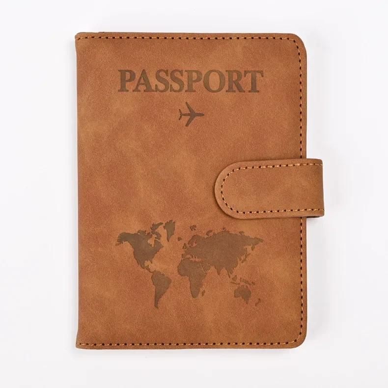 Unisex RFID Travel Wallet Map Print Passport Holder Flight Ticket Clip ID Card Holder Passport Cover Passport Travel Organizer