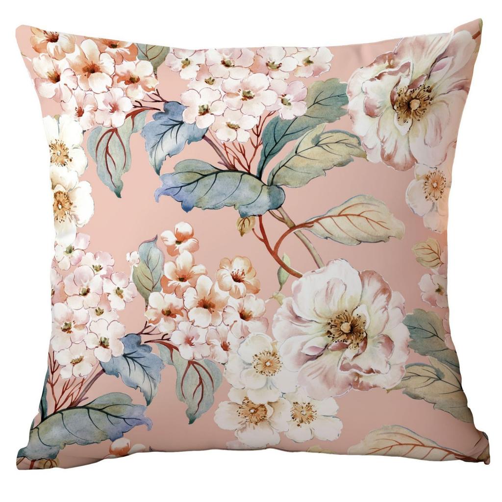 Chinesischer Stil Blumen und Grüne Blätter Kissenbezug Blumen und Blätter Sofa Kissen Sitzkissenbezug Premium Langlebig