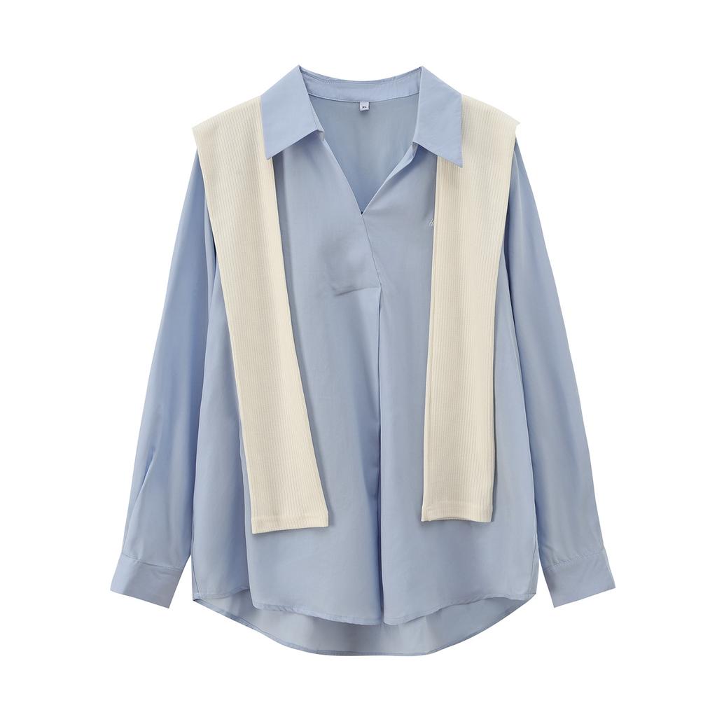 Large size women's lazy shawl shirt set 2026 spring new Korean atmosphere top 144125