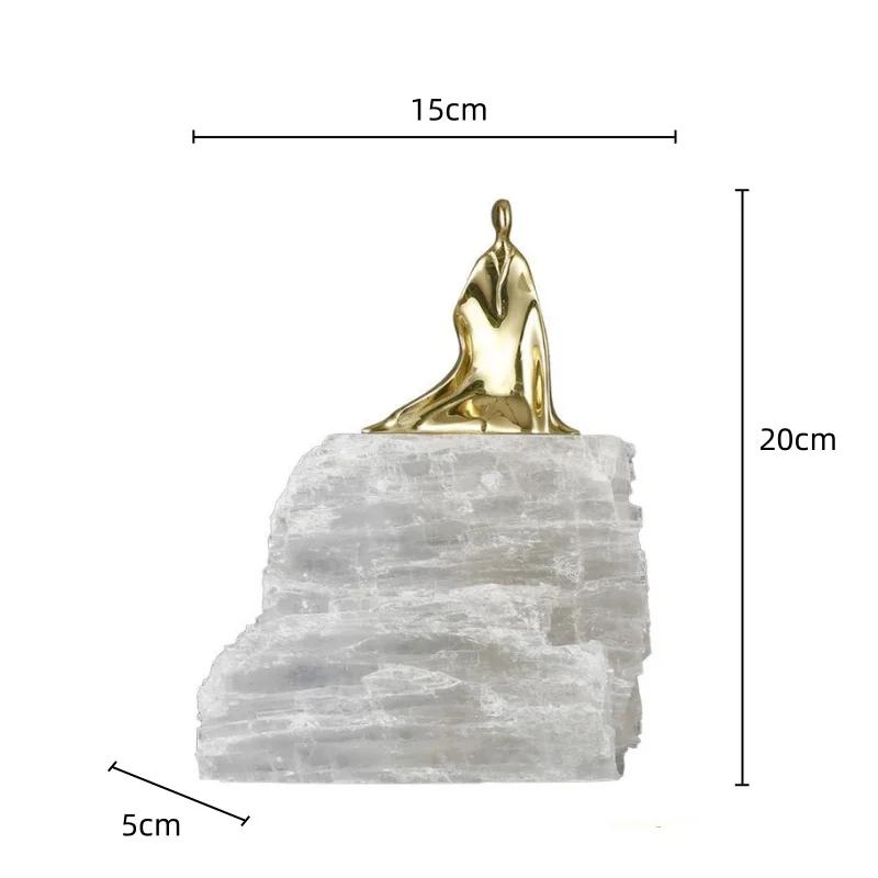 Metal Figure Sculpture Crystal Handicraft Ornaments Golden Man Decorative Figurines Home Decoration Accessories Desk Decoration