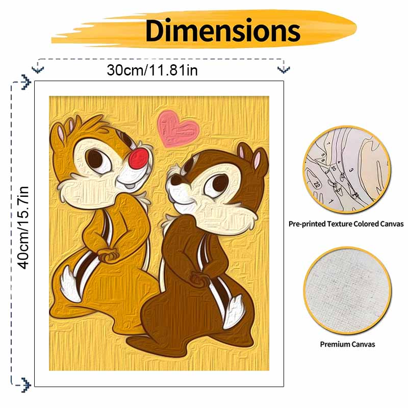 Disney Chip 'n Dale Love oil paint by numbers painting kit handmade diy home decor gifts wall art canvas crafts for living room decor