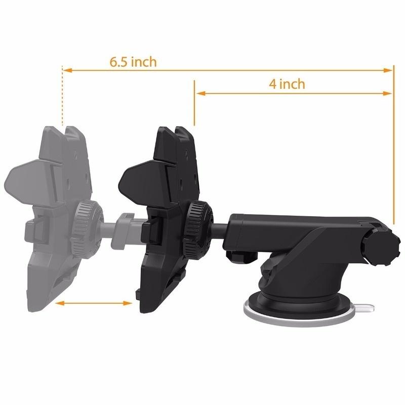 Car Holder Smart Phone Navigation Suction 360 Rotate Adjustable 3-6.5 Inch Bracket 1pc