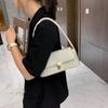 Large Capacity PU Leather Bag Vintage Rectangle Shoulder Bag Simple Stone Pattern Bag  Girls