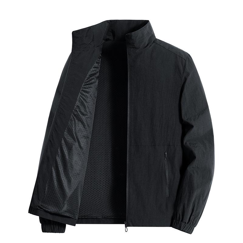 Men's Spring & Autumn Stand-Up Collar Lightweight Jacket, Loose Fit, Plus Size, Customizable Logo
