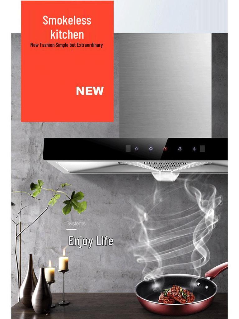 Compact 750mm Stainless Steel Range Hood & Gas Stove Set with Top-Mounted Large Suction Power for Small Kitchens.