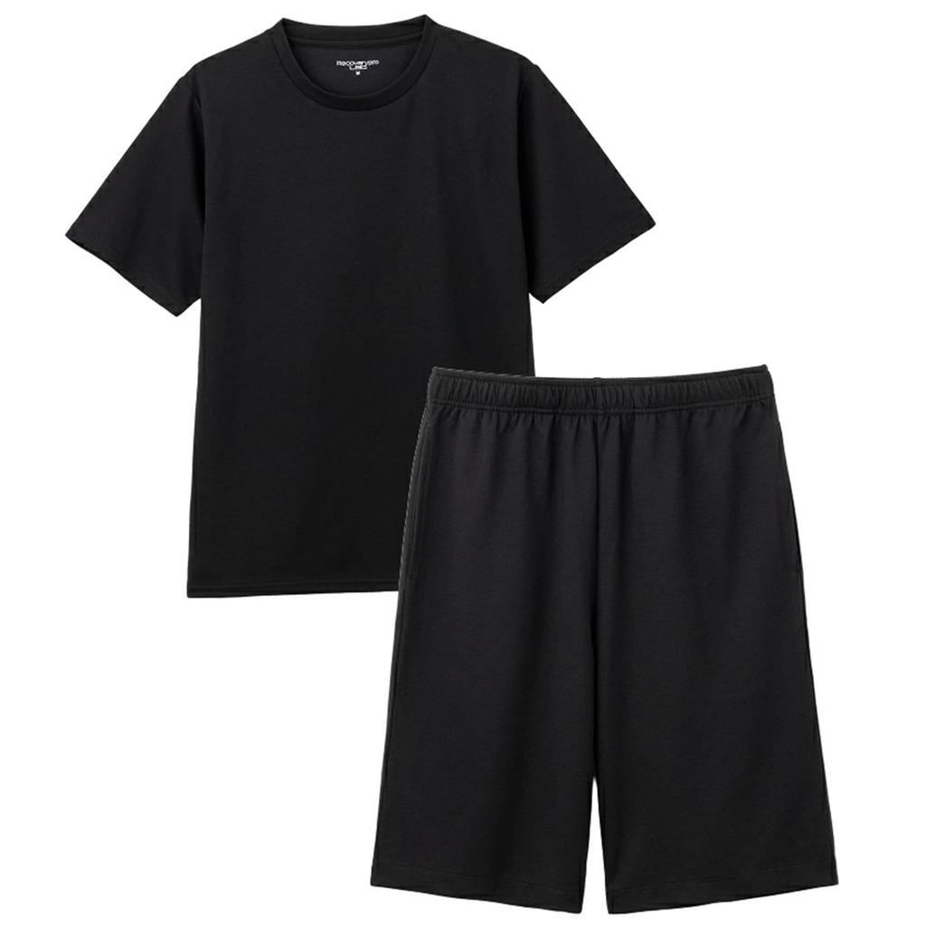 Recoverypro Fatigue Recovery Short Sleeve Crew Neck and Shorts Size General Medical Unisex Lab. Wear, Set, Black, L, Device,