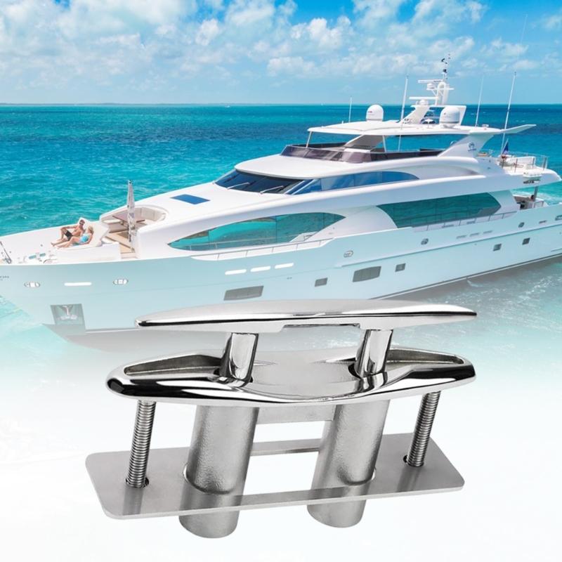 Strong 316 Stainless Steel Boat Dock Cleat Including Rectangular Backing Plate For Firm Installation