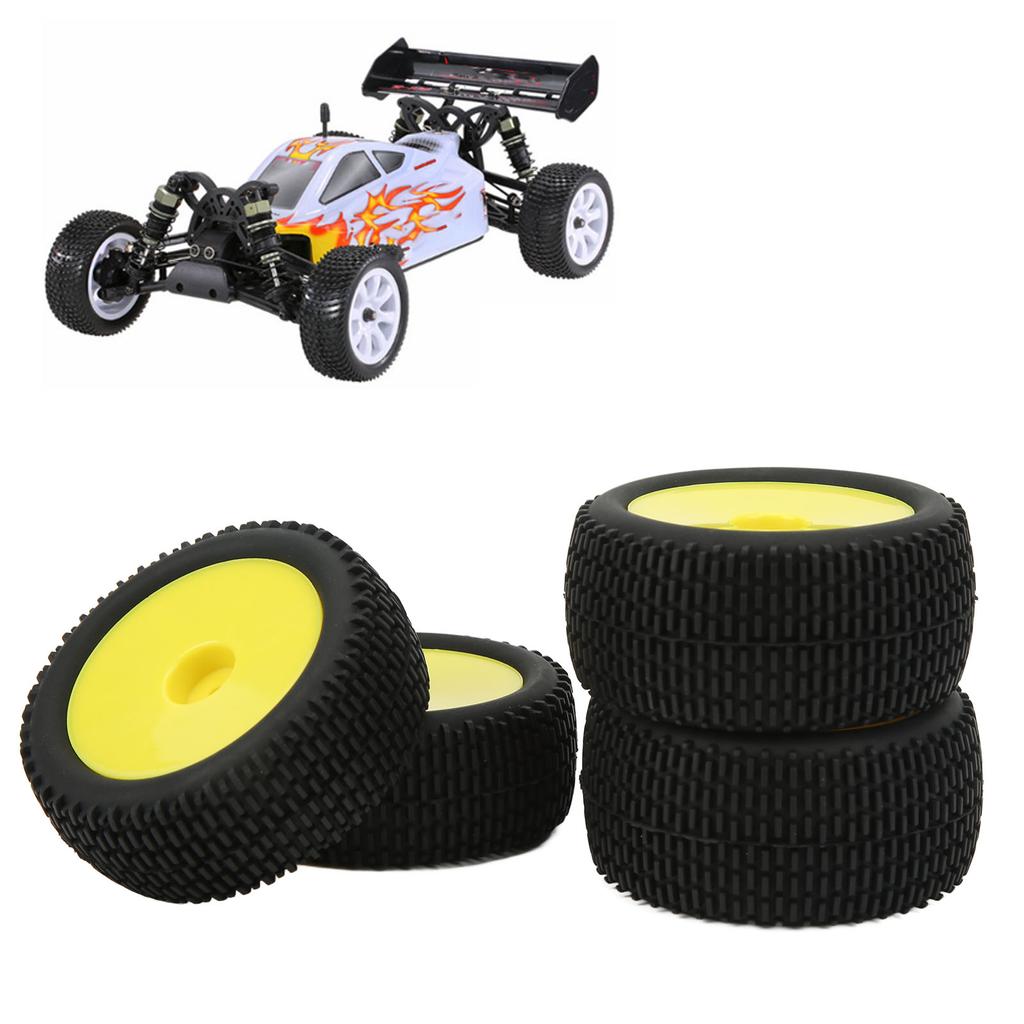 4Pcs RC Rubber Tires Flexible Stable Dense Texture RC Wheel Tires Tyre for 1/10 Off Road Vehicles Yellow