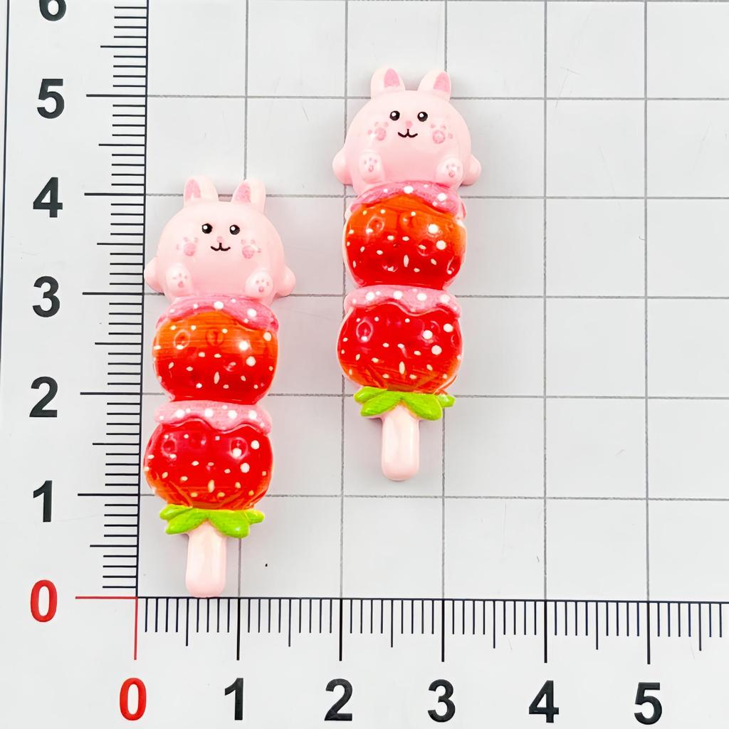 Cartoon Strawberry Rabbit Resin Accessories for DIY Crafts: Hair Clip, Keychain, Magnet, Luggage Tag, Phone Case.