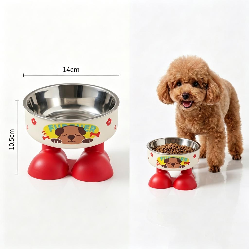 Elevated Cat Bowls Cartoon Cute Cat Food Bowl Non-Slip LargeCapacity Pet Feeding Bowl Big Detachable Water Feeder Container