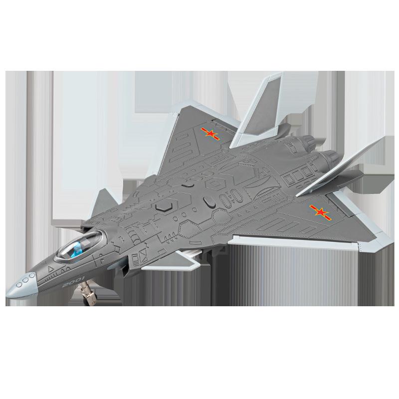 1:84 J-20 Stealth Fighter Alloy Model Toy with Sound & Light, Pull-Back Action, Folding Wings